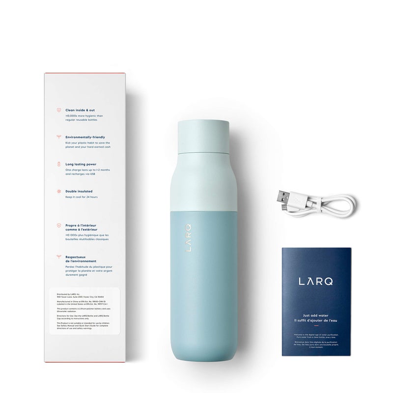 LARQ Bottle PureVis 17 oz - Self-Cleaning and Insulated Stainless Steel Water Bottle with UV Water Purifier and Award-winning Design | Reusable & Travel Friendly, Seaside Mint - Image 5
