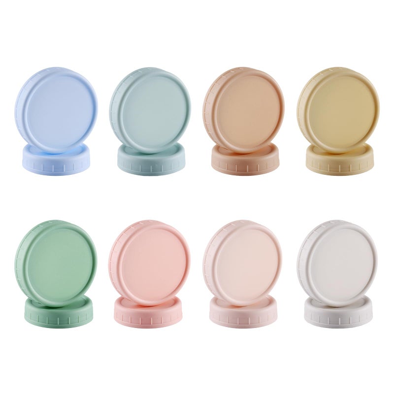 16PCS Colored Plastic Mason Jar Lids With Silicone Rings 8 Wide Mouth  8 Regular Mouth for Ball Kerr and More Food Grade  Leakproof 86mm  70mm Canning Tops