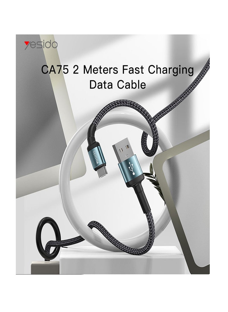 Yesido - Yesido CA74 Data Cable 120CM 2.4A Output for iPhone/Lightning Devices - Black - Image 1
