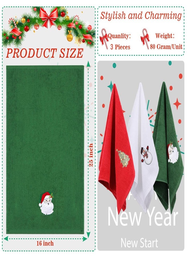 BYAWAY Christmas Hand Towels - Decorative Set, 25" x 16", Holiday Decor, 100% Cotton Towel Gift Set (Green, White, Red) - Image 2