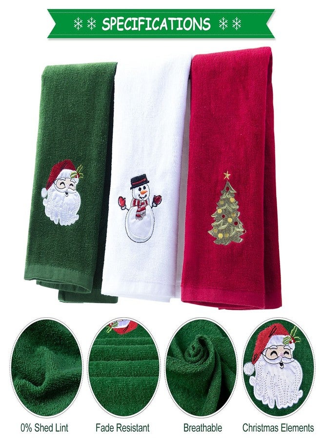 BYAWAY Christmas Hand Towels - Decorative Set, 25" x 16", Holiday Decor, 100% Cotton Towel Gift Set (Green, White, Red) - Image 3