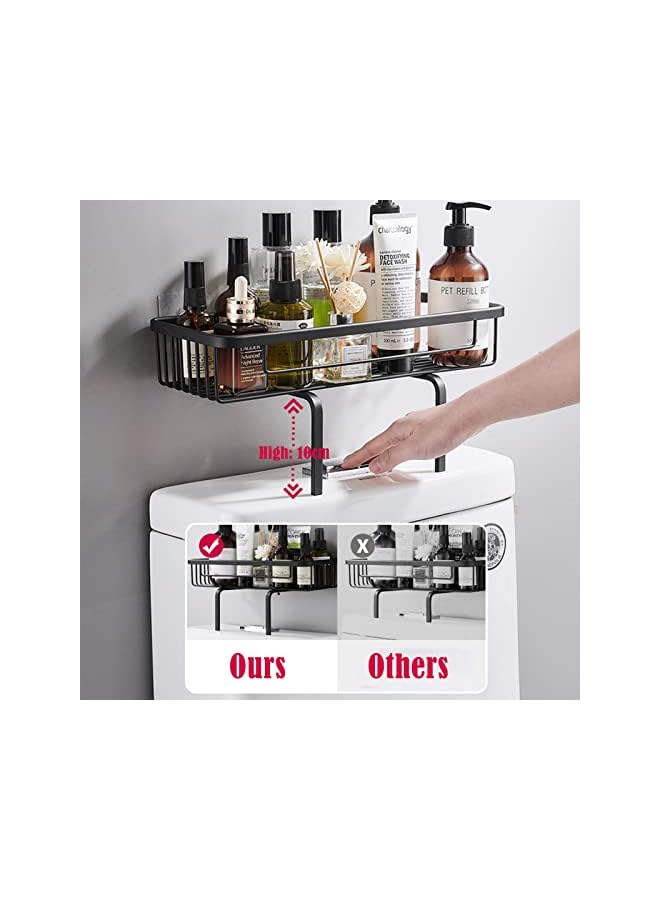 Raxoom Bathroom Over The Toilet Storage Shelf, Upgraded Version Organizer Shelves for Paper Towels shampoos, No Drilling Space Saver with Wall Mounting Design Adhesive Base Space aluminum (Black) - Image 5