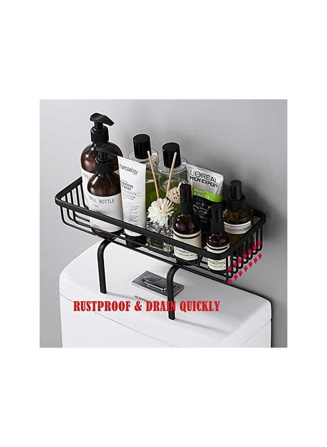 Raxoom Bathroom Over The Toilet Storage Shelf, Upgraded Version Organizer Shelves for Paper Towels shampoos, No Drilling Space Saver with Wall Mounting Design Adhesive Base Space aluminum (Black) - Image 4