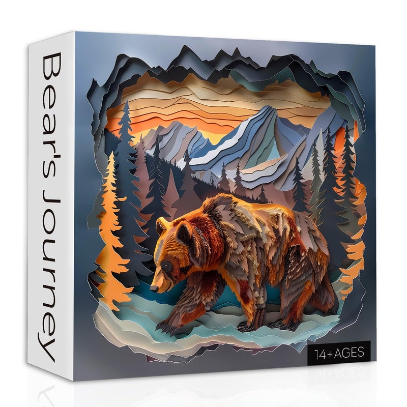 PPuzzling Animal Bear Puzzles for Adults 1000 Pieces Difficult Hard Challenging Paper Cut Jigsaw Puzzles Nature Plant Forest Mountain Puzzle as Home Decor - Image 3