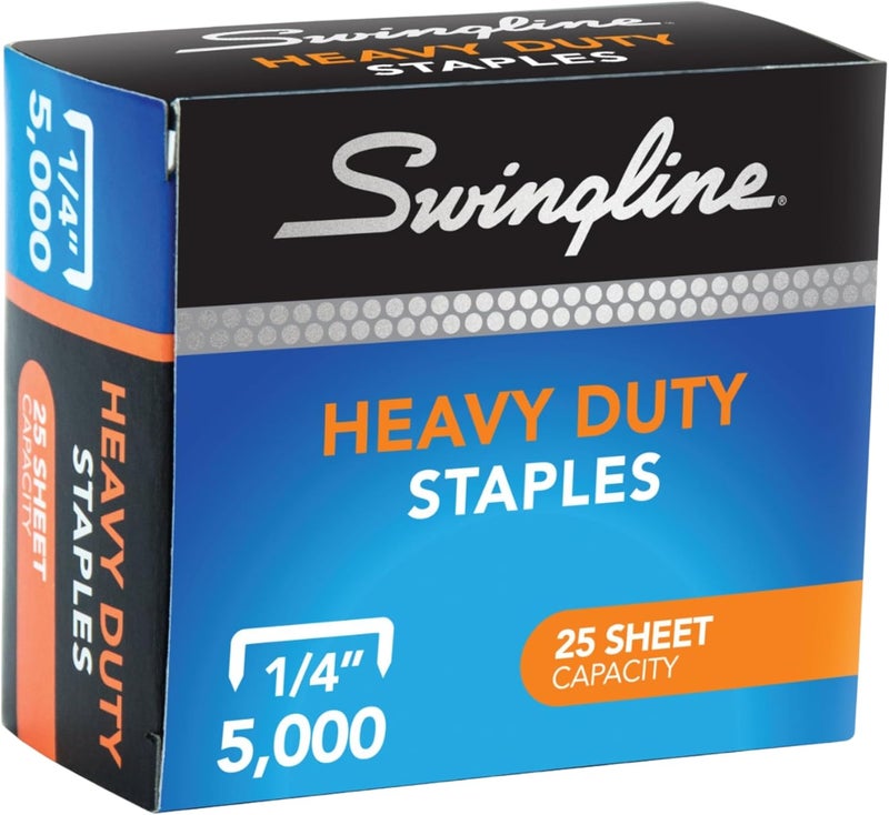 Swing Line Staples, Heavy Duty, 1/4" Length, 25 Sheet Capacity, 100/Strip, 5000/Box, 1 Pack (79394) - Image 1