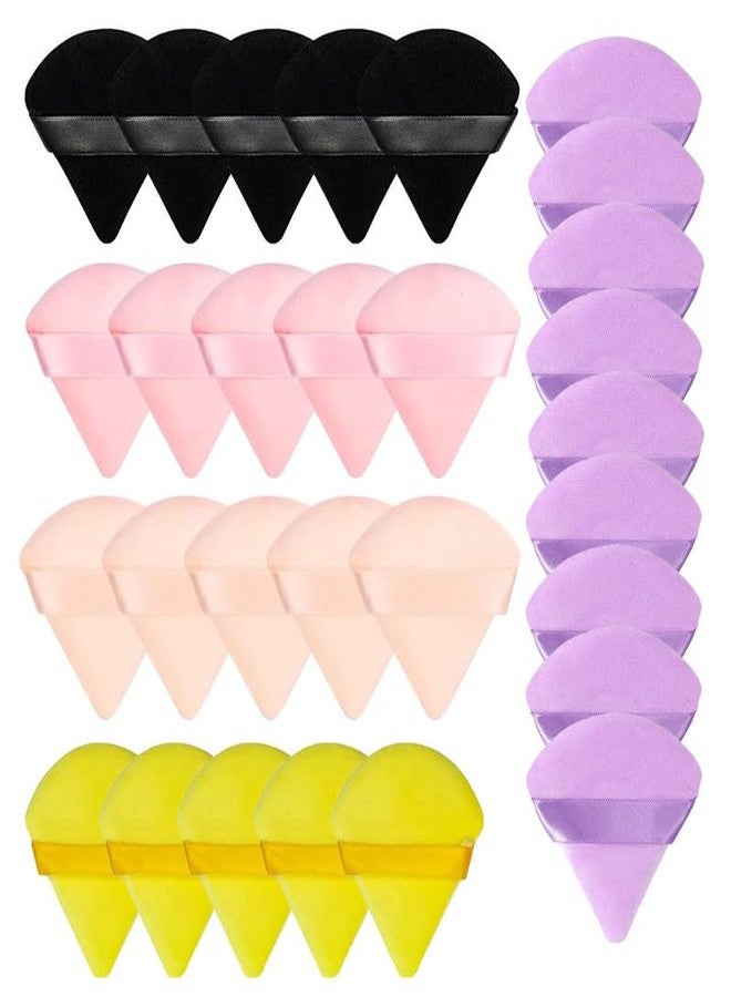 SUNISA 29 Pieces Triangle Cosmetic Loose Powder Puffs Washable Reusable Soft Plush Foundation Sponge for Face Body Wet Dry Makeup Tool- Multicolor Pack of 29 - Image 1