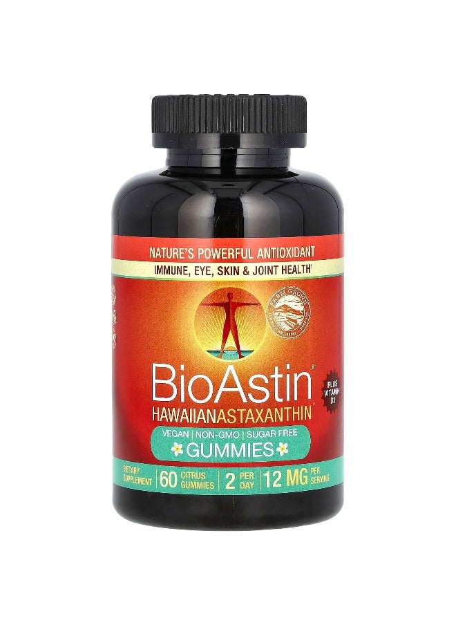 Nutrex Hawaii Nutrex Hawaii, BioAstin, Hawaiian Astaxanthin Gummies, Citrus, 12 mg, 60 Gummies (6 mg per Gummy)  - Image 1