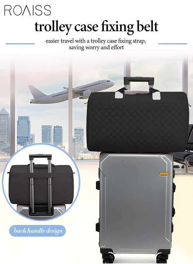 roaiss - Quilted Travel Duffel Bag Large Capacity Lightweight Waterproof Oxford Fabric Multipurpose Shoulder Luggage Bag for Fitness Sports Training Trip for Unisex Black - Image 1