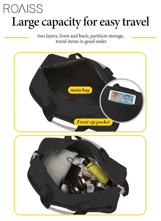 roaiss - Quilted Travel Duffel Bag Large Capacity Lightweight Waterproof Oxford Fabric Multipurpose Shoulder Luggage Bag for Fitness Sports Training Trip for Unisex Black - Image 1