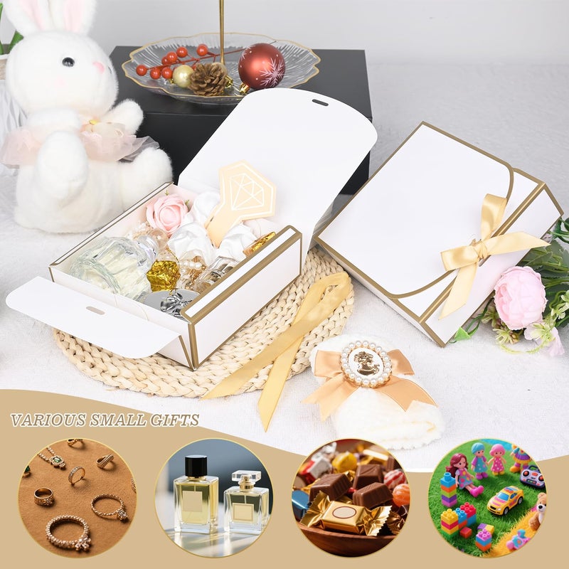 WLUSEAXI 10Pack Small Gift Boxes, 6.5''x6.5''x2'' White Gift Boxes with Ribbon, Small Boxes for Gifts Birthday Wedding Party Valentine's Day Mother's Day - Image 5