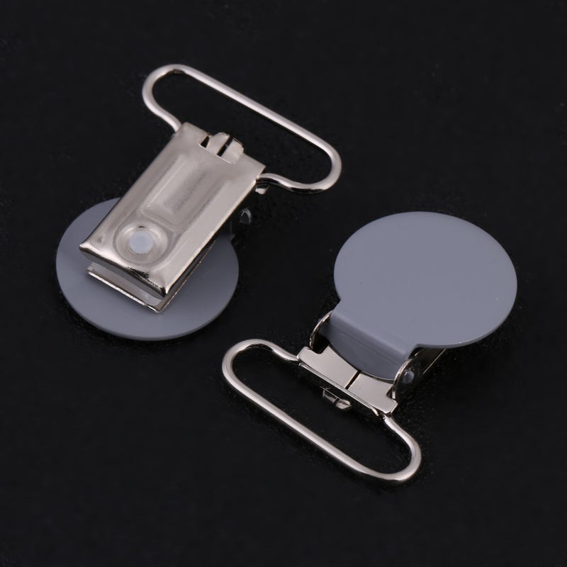 10Pcs 25mm Round Suspender Braces Pacifier Strap Holder Clip DIY Making Supplies(Gray) - Image 5