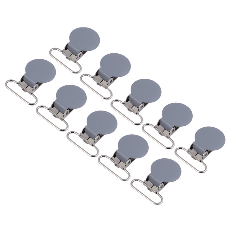10Pcs 25mm Round Suspender Braces Pacifier Strap Holder Clip DIY Making Supplies(Gray) - Image 2