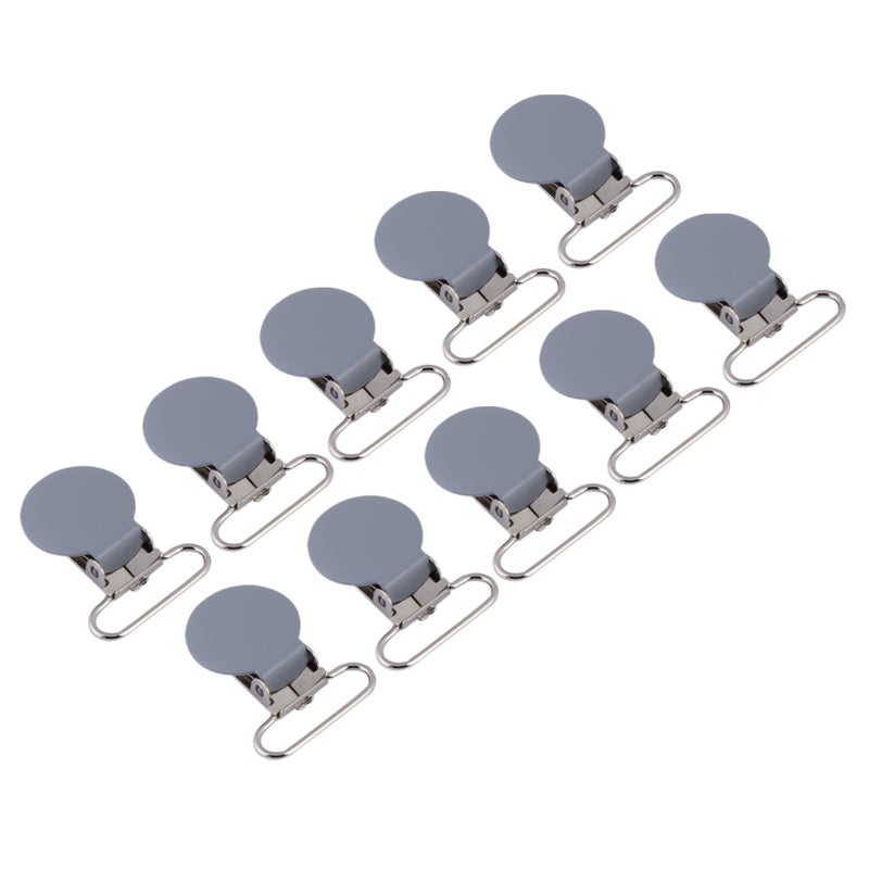 10Pcs 25mm Round Suspender Braces Pacifier Strap Holder Clip DIY Making Supplies(Gray) - Image 3