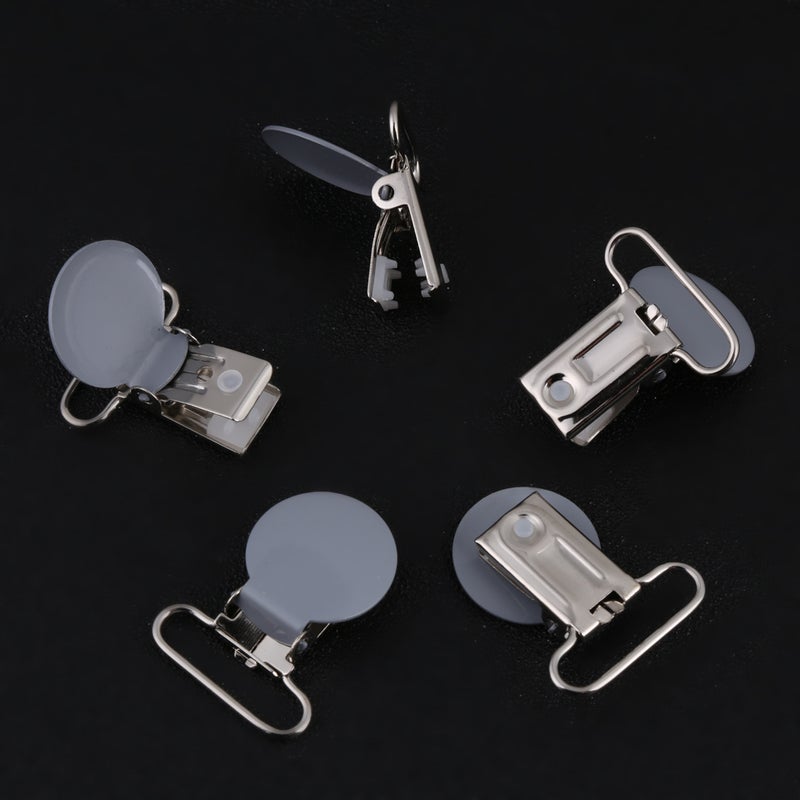 10Pcs 25mm Round Suspender Braces Pacifier Strap Holder Clip DIY Making Supplies(Gray) - Image 4