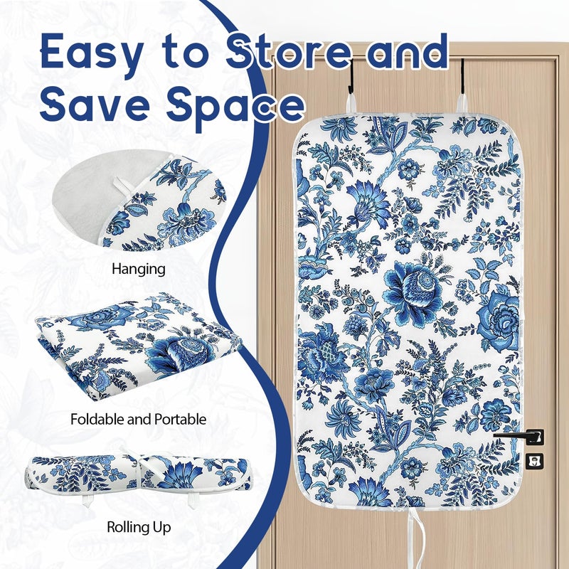 FALESHOS Portable Ironing Mat - 3mm Heat Resistant Padding with 2 Hooks + 1 Insulating Pad for Table or Bed Steam Pressing | Quilting & Travel Blanket Ironing Board Alternative - Image 3