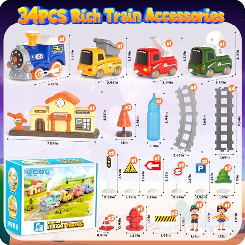 HUITEM Train Set for Toddlers Electric Magnetic Train Sets wSteam Music Lights for Kids Track Playset Christmas Birthday Gifts for 3 4 5 6 Years Old Boys Girls - Image 5