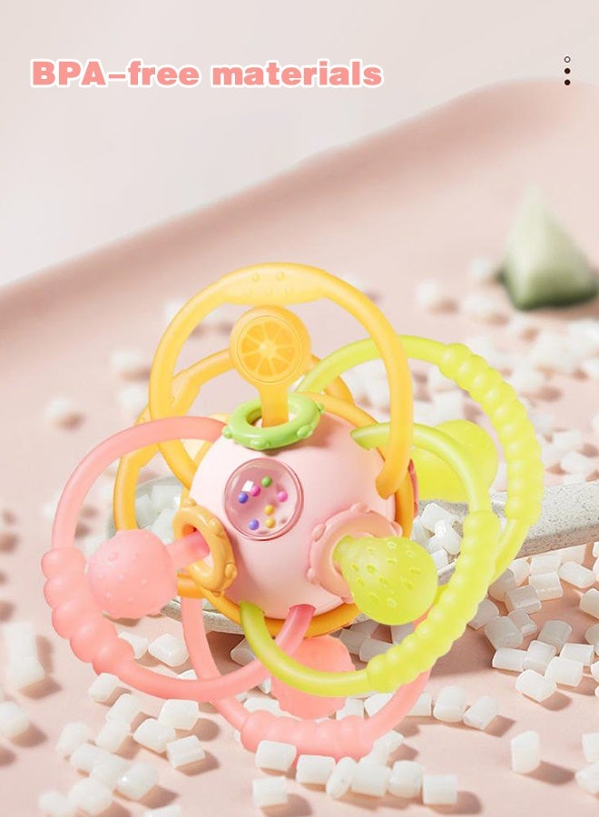 ألعاب تسنين حسية للأطفال، كرة تسنين مونتيسوري للأطفال، كرة خشخيشة من السيليكون، ألعاب مضغ للأطفال من عمر 3-6-12-18 شهرًا، لتخفيف احتياجات المص، خالية من مادة BPA، لون بني - view 3