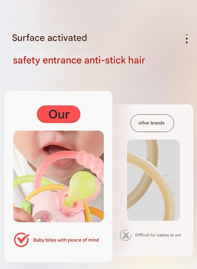 ألعاب تسنين حسية للأطفال، كرة تسنين مونتيسوري للأطفال، كرة خشخيشة من السيليكون، ألعاب مضغ للأطفال من عمر 3-6-12-18 شهرًا، لتخفيف احتياجات المص، خالية من مادة BPA، لون بني - view 4