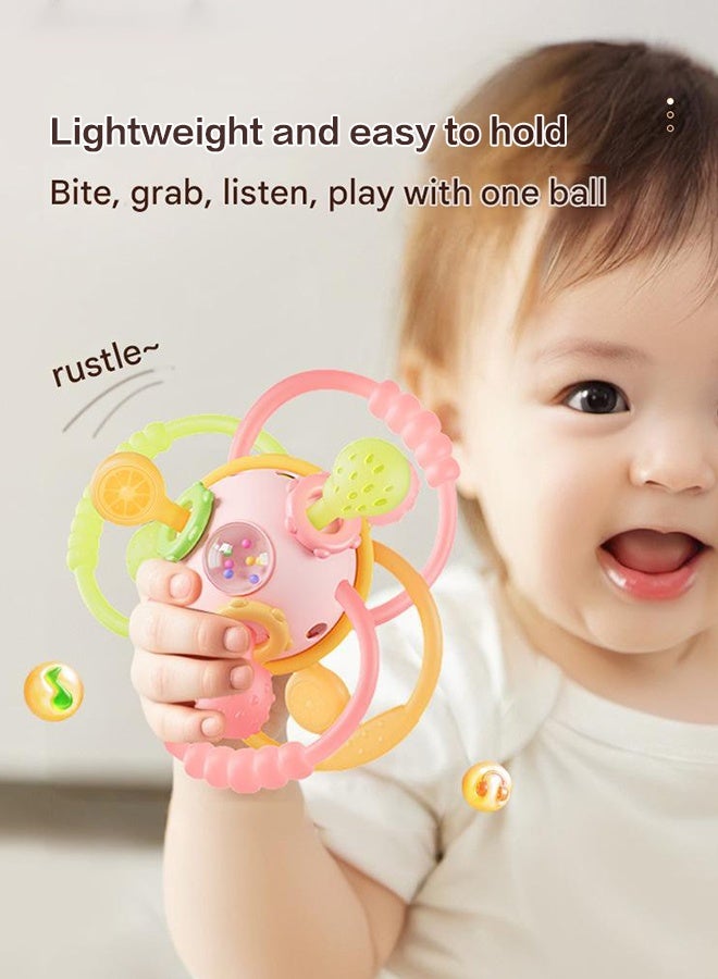 ألعاب تسنين حسية للأطفال، كرة تسنين مونتيسوري للأطفال، كرة خشخيشة من السيليكون، ألعاب مضغ للأطفال من عمر 3-6-12-18 شهرًا، لتخفيف احتياجات المص، خالية من مادة BPA، لون بني - view 2