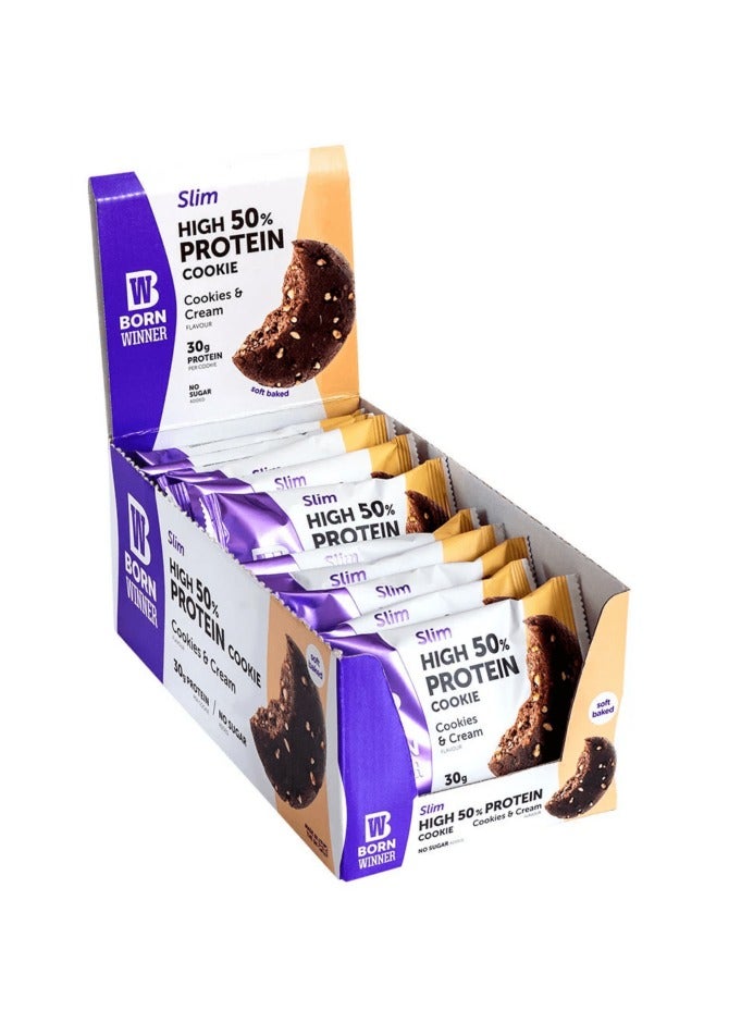 BORN WINNER Slim Protein Cookie - Cookies and Cream - (12 pack) - Image 1