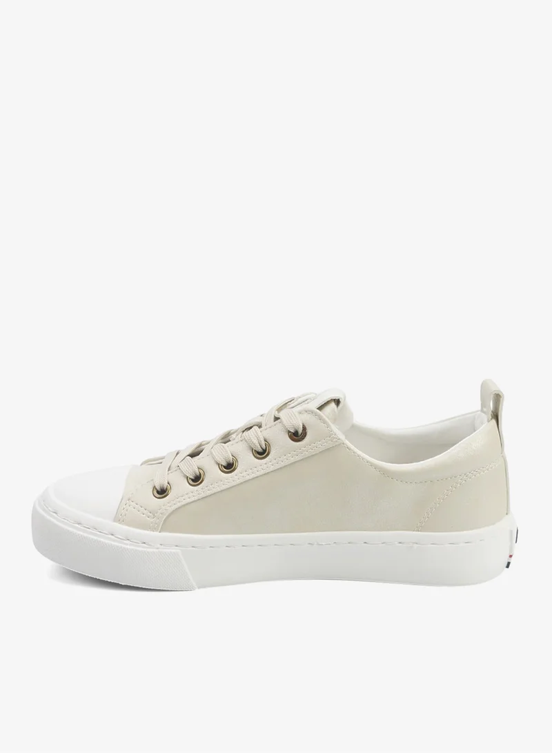 U.S. Polo Assn. Women's Beige Low-Top Sneakers - Lightweight with White Sole, Comfortable Casual Shoes