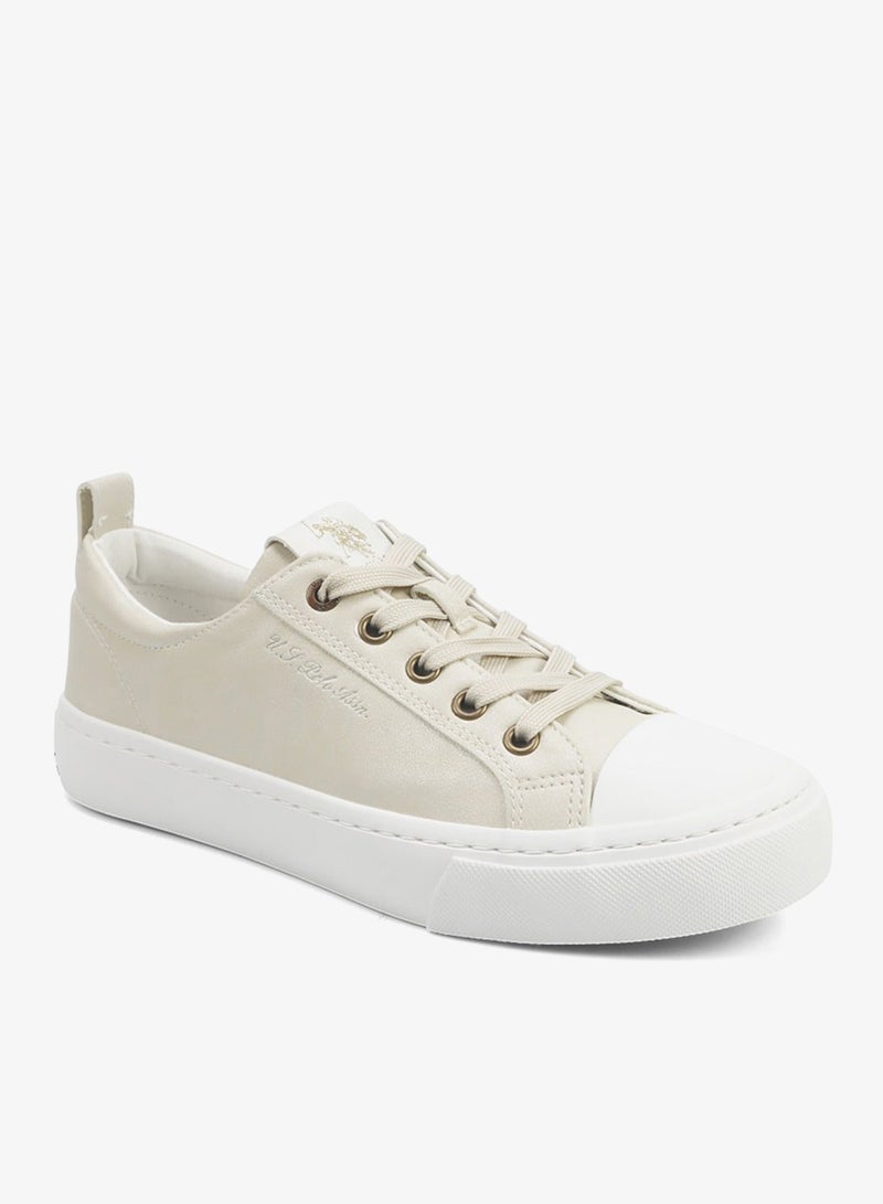 U.S. Polo Assn. Women's Beige Low-Top Sneakers - Lightweight Shoes with White Sole, Comfortable Casual - Image 3