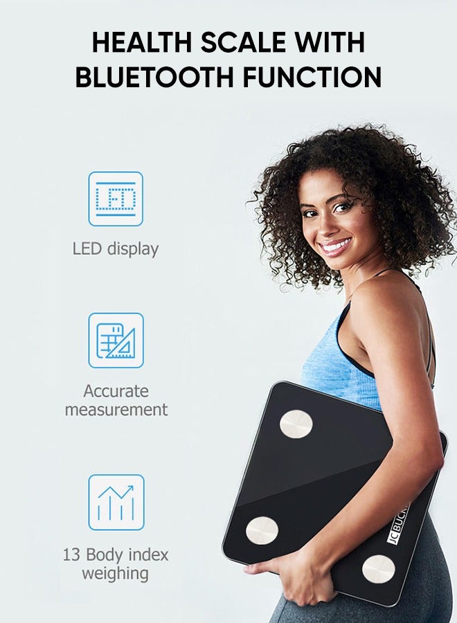JC BUCKMAN Smart Digital Body Weight Scale With BMI | Body Fat Muscle Mass Bone Density Water Weight Monitor | High Accuracy Bluetooth Bathroom Weighing Scale | Body Composition Health Tracker for Men Women Kids - Image 2