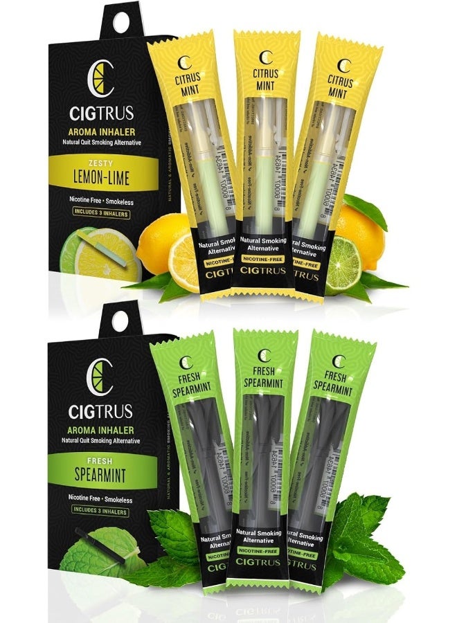 cigtrus Nicotine-Free Smoking Alternative Inhaler (6-Piece) Natural Habit Replacement - Tobacco-Free, Non-Electric Craving Relief - Quit Smoking & Vaping Aid (Spearmint & Lemon Lime) - Image 1