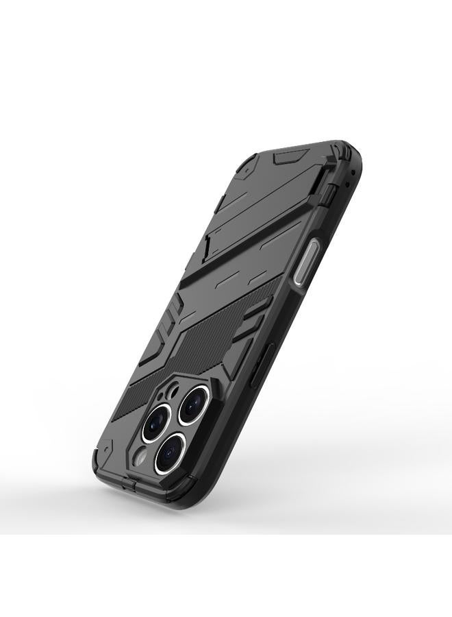 S-TOP Case For iPhone 16 Pro Max Punk Armor 2 in 1 PC + TPU Phone Case with Holder - Image 4