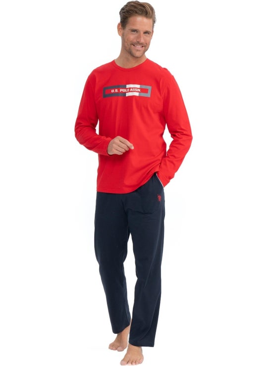 U.S. Polo Assn. Base. Polo Assn. Men's Red Round Collar Pajamas Set  - Image 1