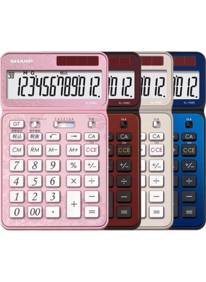 Sharp Fashionable Dual Power Business Office 12-Digit Metal Panel Cash Register Accounting Financial Calculator El-Vn82 Cherry Blossom Pink - Image 2