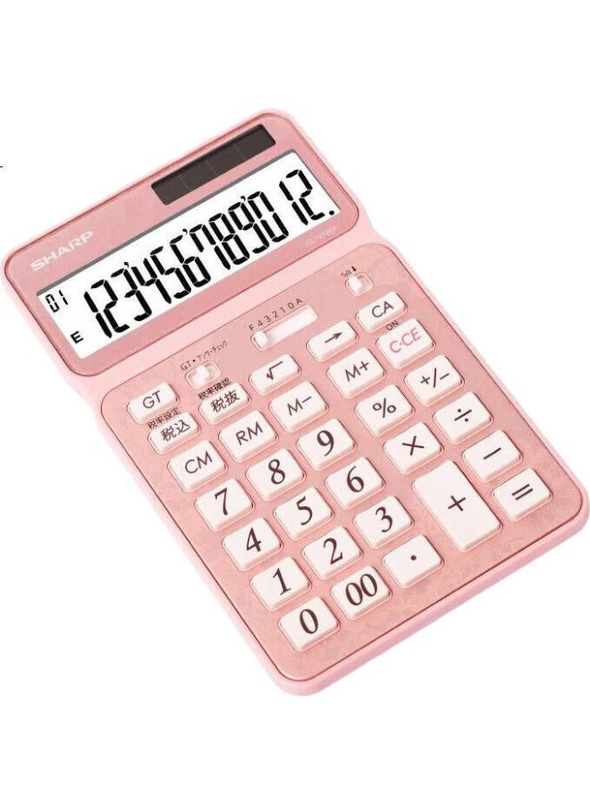 Sharp Fashionable Dual Power Business Office 12-Digit Metal Panel Cash Register Accounting Financial Calculator El-Vn82 Cherry Blossom Pink - Image 3