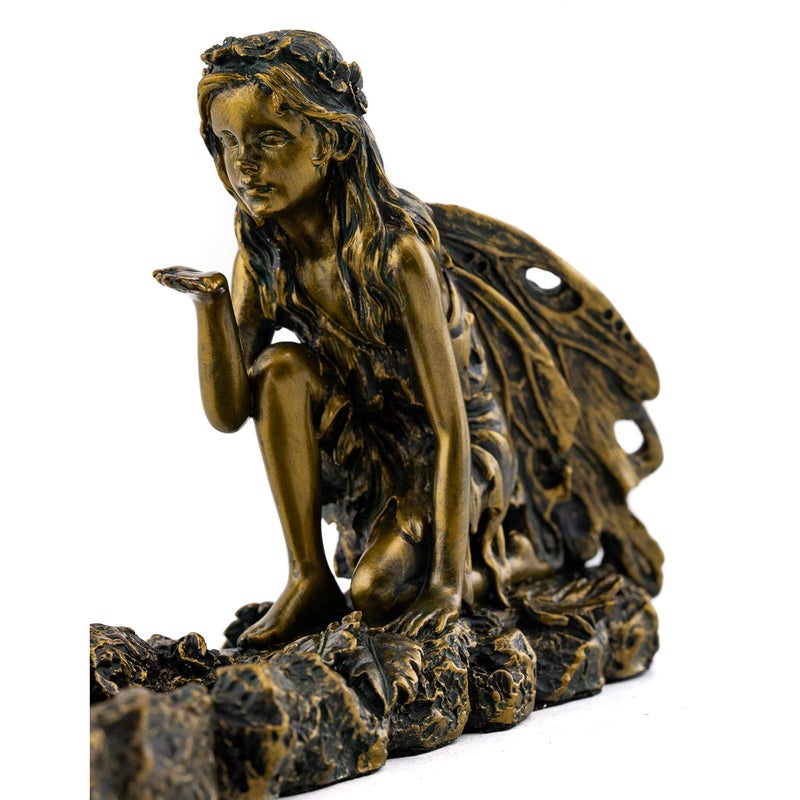 Top Collection Fairy and Mushroom Incense Holder-Hand Painted Mythical Creature with Bronze Finish Look - 10-Inch Collectible Figurine - Image 5