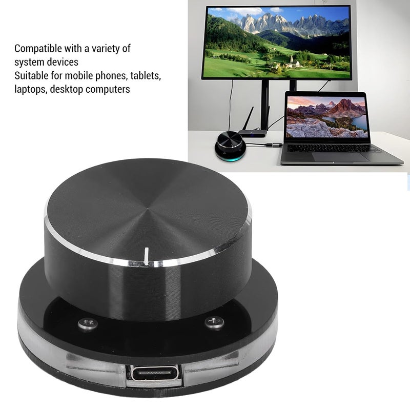 USB Volume Control Multimedia Controller Knob External Media Adjustment Controllerwith USB C Data Cable RGB Light - Image 5