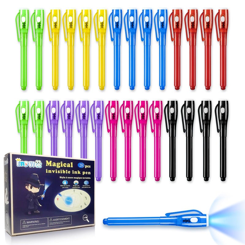 EODVICS 28 Pack Bulk Invisible Ink Spy Pen with UV Light Secret Messages Magic Marker Classroom Prizes Birthday Party Favors Easter Halloween Christmas Gifts for Kids 3 - Image 3