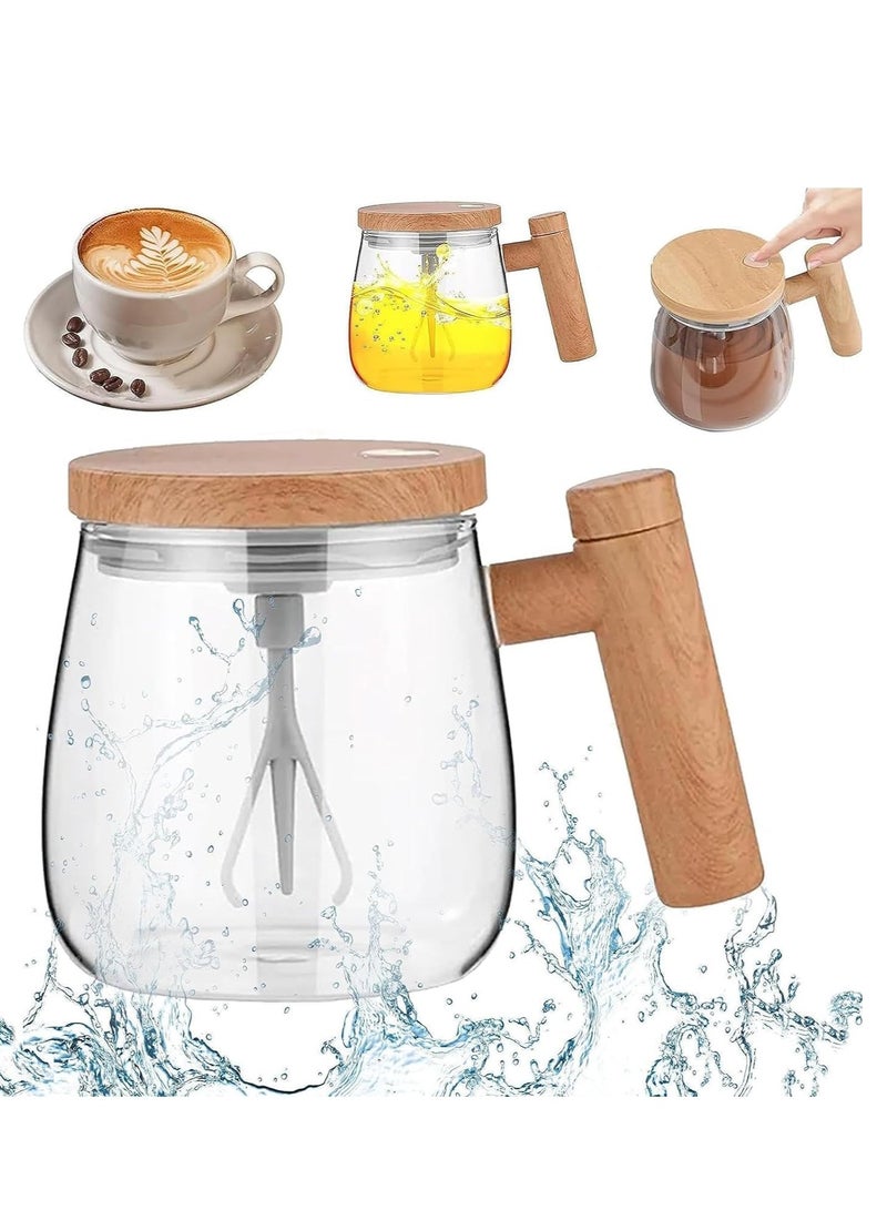 TRASSLE Electric Self Stirring Mug with Lid,High Speed Glass Mixing Cup for Coffee, Travel & Office,Waterproof, Detachable Rod, Lightweight 14oz, Suitable for Home Use - Image 1