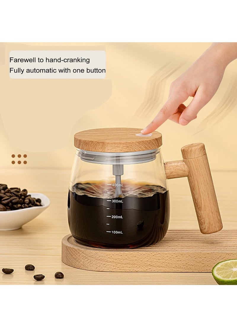 TRASSLE Electric Self Stirring Mug with Lid,High Speed Glass Mixing Cup for Coffee, Travel & Office,Waterproof, Detachable Rod, Lightweight 14oz, Suitable for Home Use - Image 4