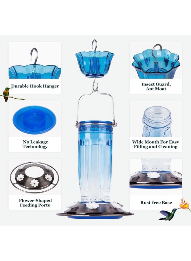 Kingsyard Glass Hummingbird Feeder for Outdoors Wild Bird Feeder with 6 Feeding Ports Hanging for Garden Yard - Image 3