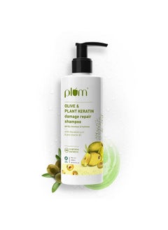 Plum Olive & Plant Keratin Damage Repair Shampoo ; With Olive Oil Plant Keratin Macadamia Oil ; Strengthens & Smoothens Hair Conditions And Adds Shine To Hair  - Image 1