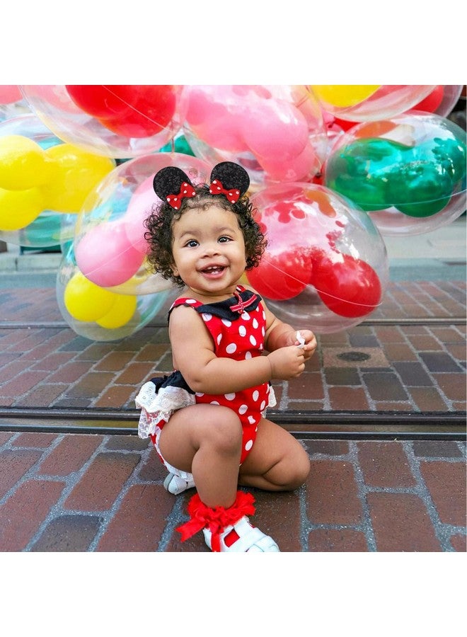 Ayesha Yesha Mickey Minnie Ears Hair Clips Mouse Ears For Toddler Girls Sequin Mouse Bows Barrettes Mice Ears Polka Dot Bows Mouse Hair Accessories For Baby Girls Toddler Kids Costume Party 4Pcs  - Image 4