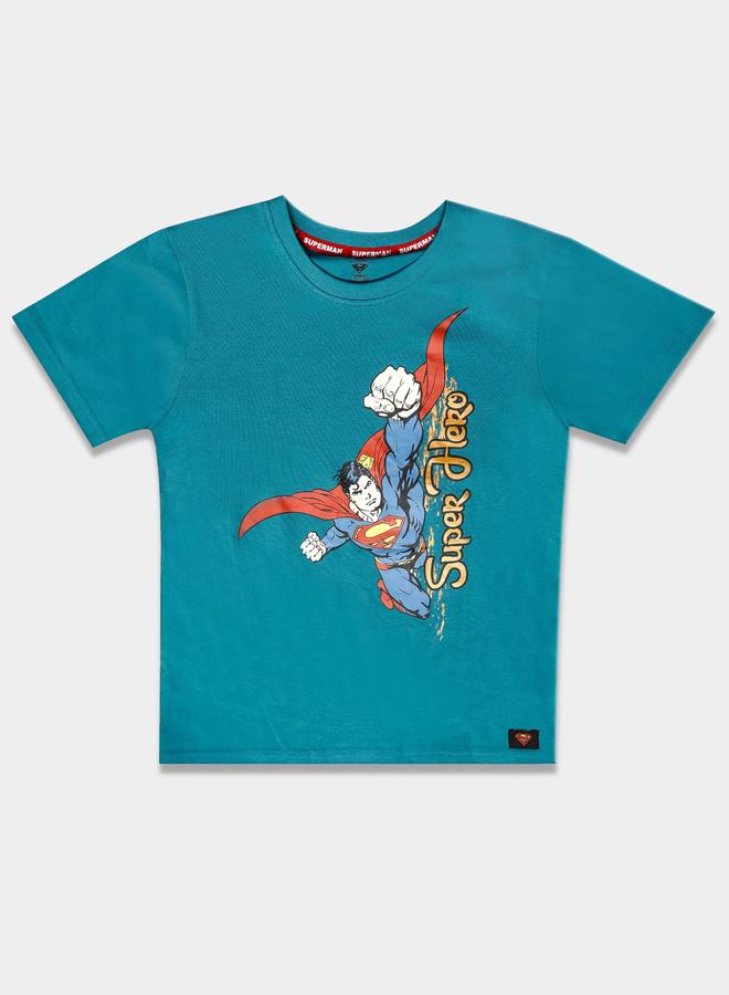 سوبر مان تيشيرت عصري بياقة مستديرة وطبعة جرافيك - Image 1