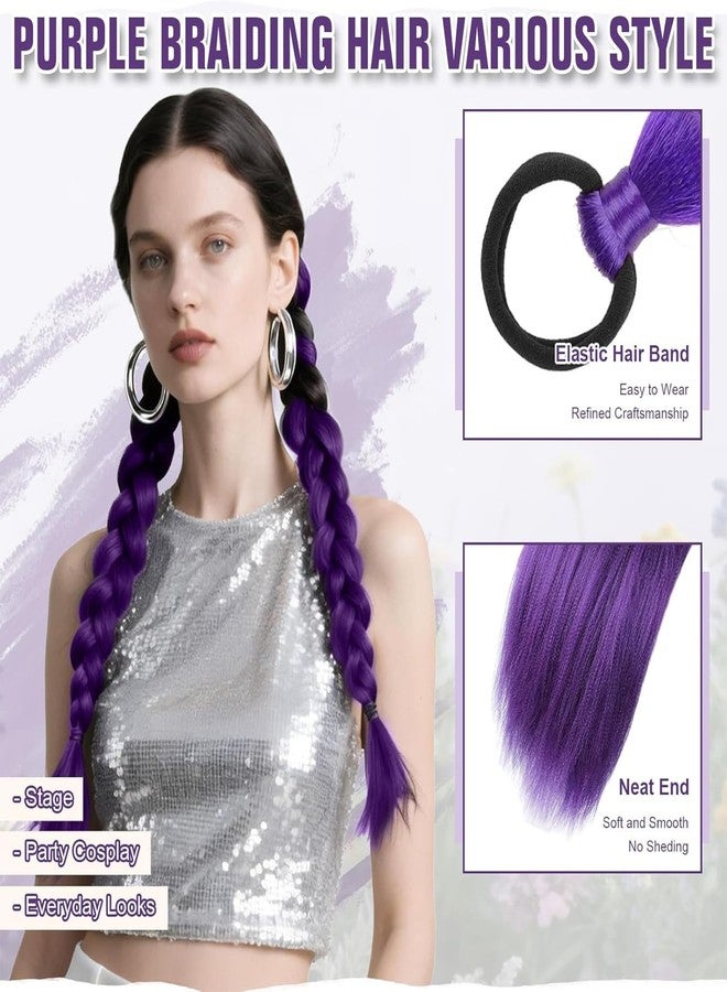Vihaanta 2pcs Purple Hair Extensions, Vibrant Color for Cosplay, Halloween Party Accessory, Anime Costume Hairpiece, Ponytail Hair Extensions for Themed Events - Image 3