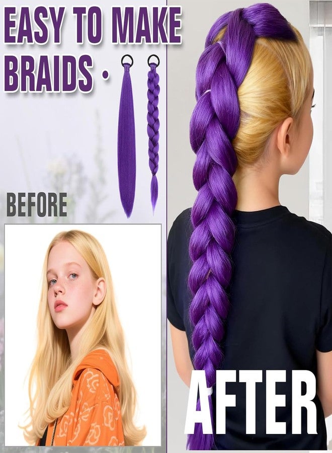 Vihaanta 2pcs Purple Hair Extensions, Vibrant Color for Cosplay, Halloween Party Accessory, Anime Costume Hairpiece, Ponytail Hair Extensions for Themed Events - Image 5