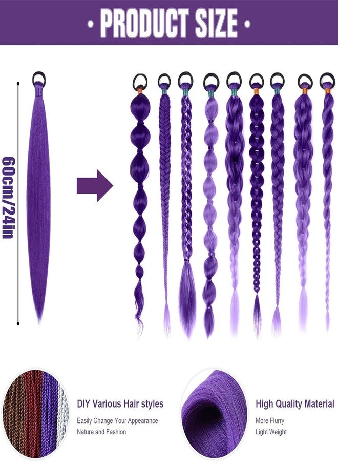 Vihaanta 2pcs Purple Hair Extensions, Vibrant Color for Cosplay, Halloween Party Accessory, Anime Costume Hairpiece, Ponytail Hair Extensions for Themed Events - Image 2