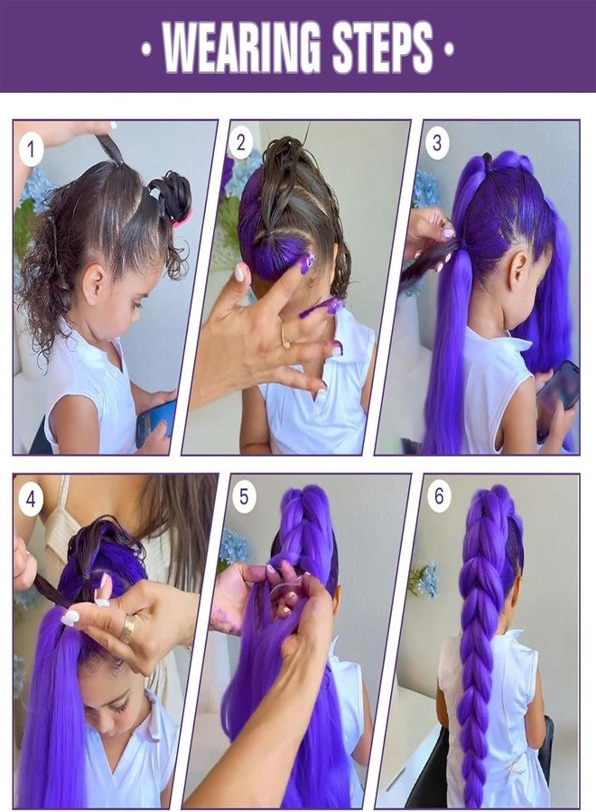 Vihaanta 2pcs Purple Hair Extensions, Vibrant Color for Cosplay, Halloween Party Accessory, Anime Costume Hairpiece, Ponytail Hair Extensions for Themed Events - Image 4