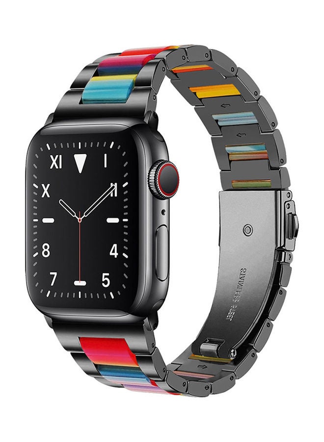 Loquat Stainless Steel Resin Strap Band 42/44/45mm for Apple Watch Black/Blue/Red - Image 1