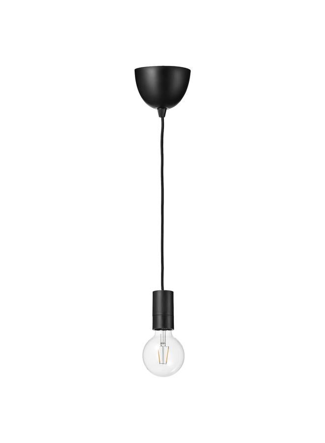 erorex Pendant Lamp With Light Bulb, Black Globe/Clear - Image 1