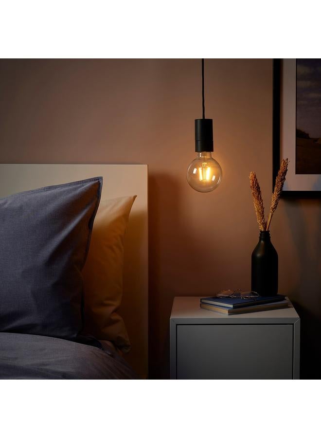 erorex Pendant Lamp With Light Bulb, Black Globe/Clear - Image 2