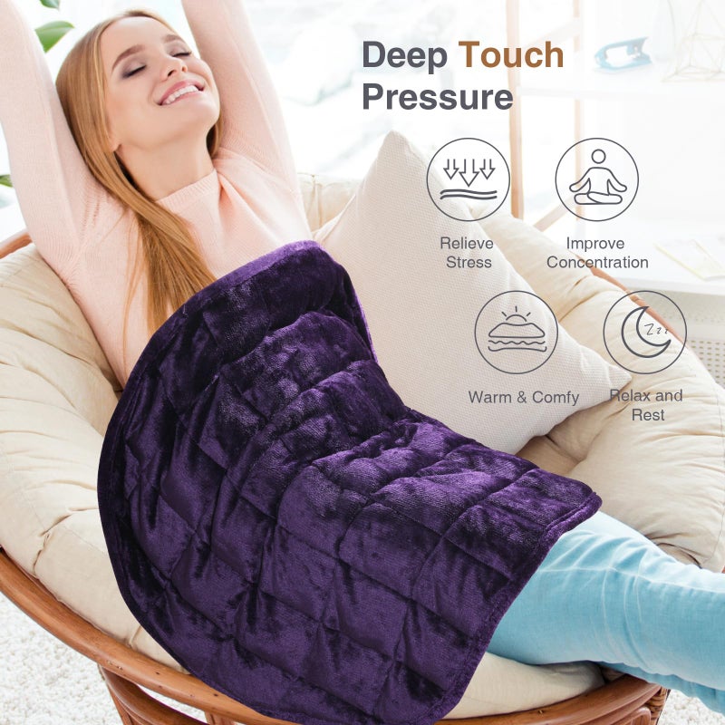 Alomidds Weighted Lap Blanket 7lbs  Cozy Breathable Flannel Weighted Lap Pad for Adults  Small Weighted Blanket for Travel  Sleeping  Couch  Purple  29"" x 24"" - Image 2