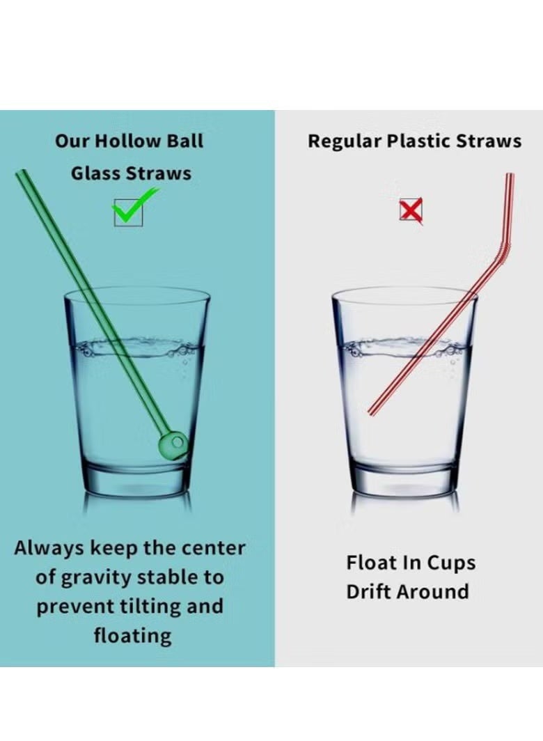 YQbest 8Pcs Reusable juice straws, borosilicate glass multifunctional straws, high temperature resistance and no deformation, Fruit straws for adults and children, multi-color , with straw brush - Image 4